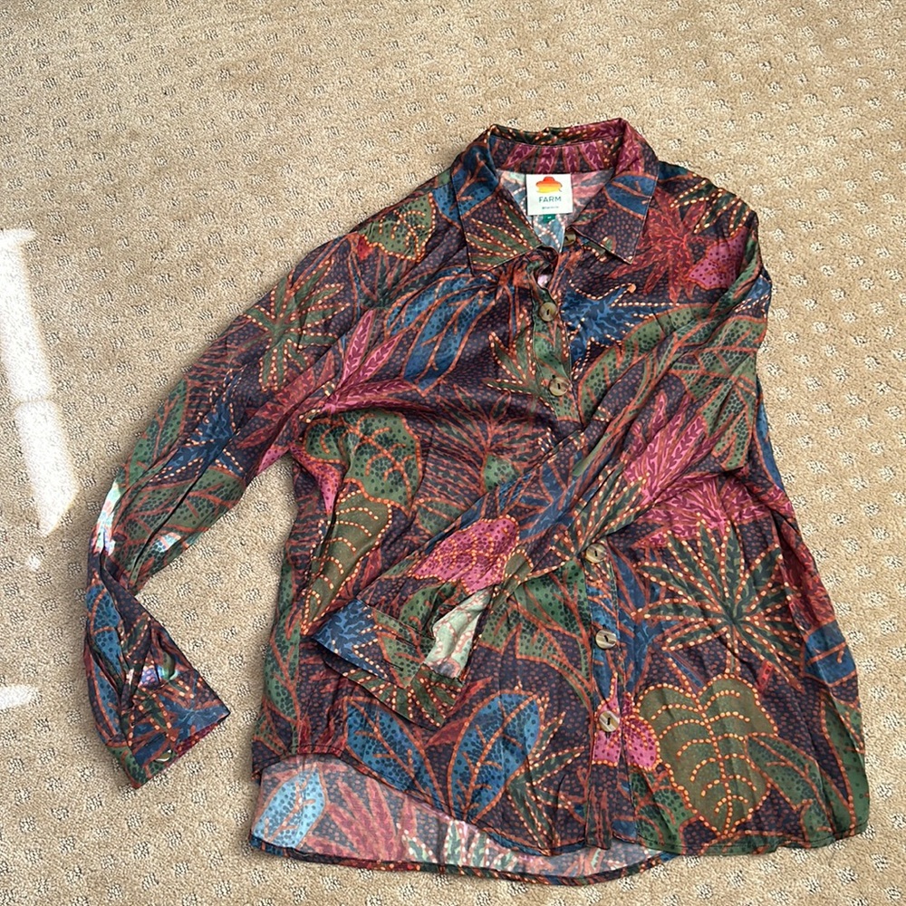 FARM Rio Multicolor Leaf Print Blouse